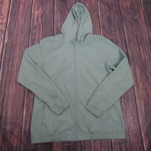Adidas Golf Jacket Mens Large Green Hooded Full Zip Windbreaker Lightweight